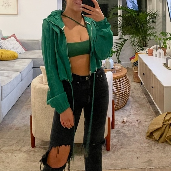 A.L.C. Cropped Green Windbreaker Jacket - Picture 4 of 4